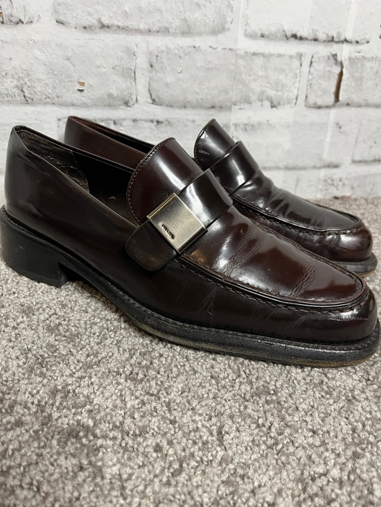 Prada Shoes - Prada brown patent buckle loafers